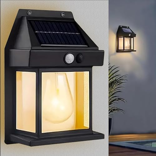 Image of Btag Sun-Powered Wall Light Outdoor with Motion Sensor - Waterproof Exterior LED Sconce Lamp, Auto Charging Security Light for Porch, Patio, Garden, Pathway & Yard Lighting. PO1 (XL)