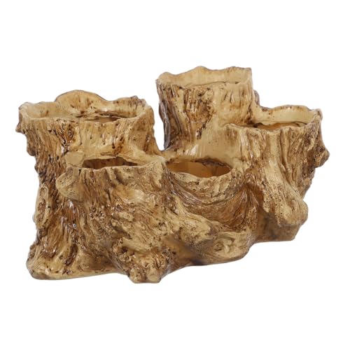 Toddmomy Pot De Fleurs Résine pour Plantes Grasses Design Souche Arbre avec Drainage pour Intérieur Jardin Bureau