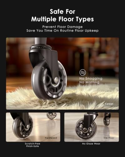 Image of RidRed Office Chair Wheels - Replacement Rubber Wheels - Universal Fit 3 Inch Casters, Heavy-Duty Chair Casters, Noise Free, Fits 98% Chair, for All Floor (5)