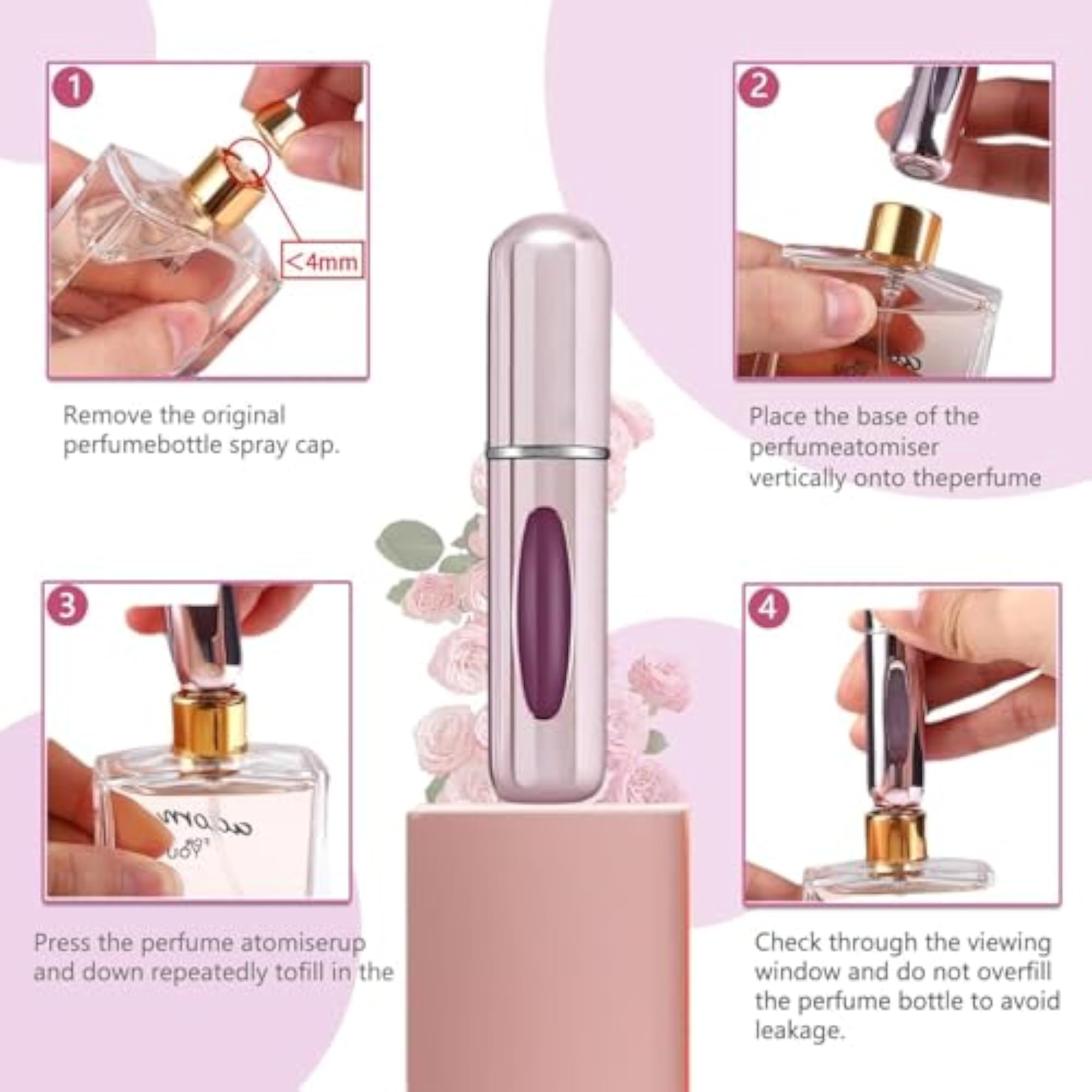 4 pcs Refillable Perfume Atomizer Mini Bottles, Travel Spray