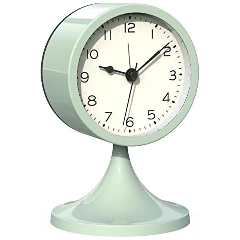AYRELY® 3" Cute Analog Alarm Clock,Small Retro Table Clock Battery Operated,Slient Metal Desk Clock with Light for Living Room Decor,Bedroom,Bedside,Shelf（Green） Cover