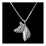 Elegant oder modisch: modisch Modische Halskette mit Hunde-Anhänger aus Metall in Form eines Metallprofils (Metallfarbe: versilbert)