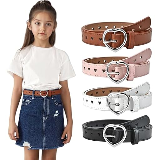 XFSRG 4 Cinturones niña Hebilla Corazón Ajustables Accesorios Moda Infantil Decorativos y Funcionales para Jeans Looks Diferentes Cinturón Dulce y Moderno para Ropa Diaria | Ya disponible en tu tienda friki favorita! En mundofriki.es!
