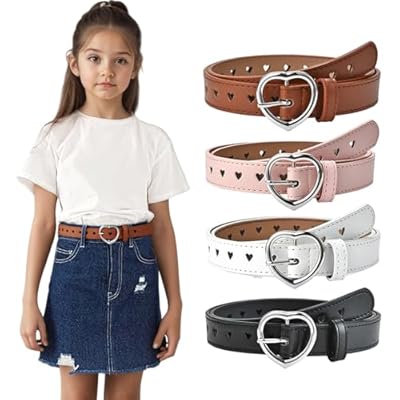 XFSRG 4 Cinturones niña Hebilla Corazón Ajustables Accesorios Moda Infantil Decorativos y Funcionales para Jeans Looks Diferentes Cinturón Dulce y Moderno para Ropa Diaria | Ya disponible en tu tienda friki favorita! En mundofriki.es!