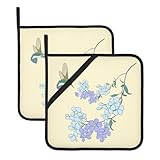 Juego de soportes para ollas con estampado de orquídeas frescas, agarraderas resistentes al calor, guantes de cocina para hornear, barbacoa y uso en horno microondas