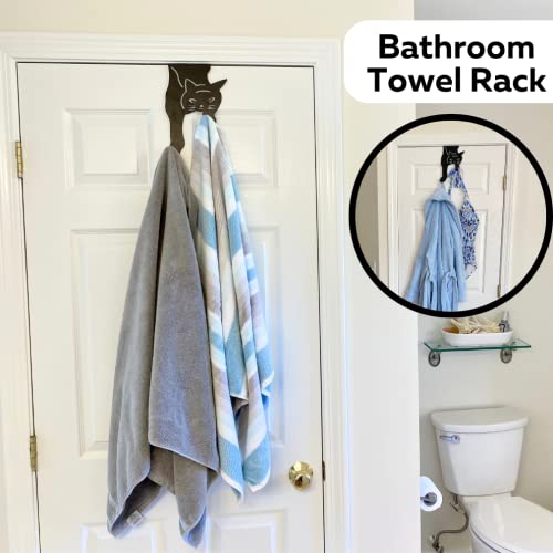 image for Evelots Cat Over The Door Hooks for Hanging-Black-Over The Door Organi