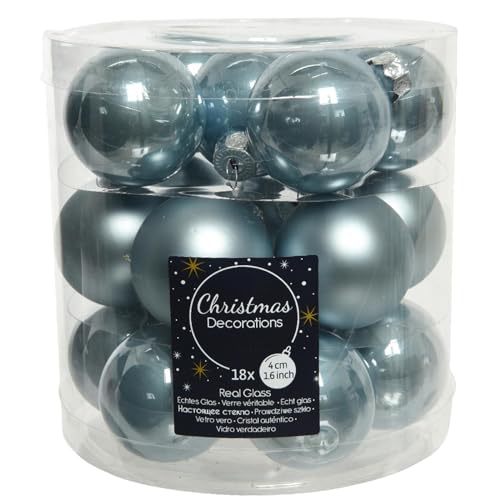 Dadeldo Living & Lifestyle Bola para árbol de Navidad, 18 piezas, 4 cm, color azul