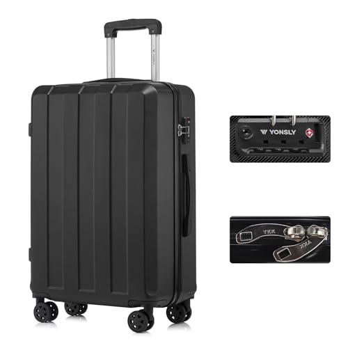 yonsly Koffer Suitcase, Trolley Reisekoffer, Rollkoffer Handgepäck mit 4 Rollen 360°, ABS Hartschalen, Sicherheitsschloss, Weicher Gummigriff, 210D-Futter