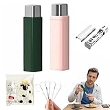 Portable Dental Floss Case with 100 Pcs Dental Floss,Portable Automatic Flossdispenser,Refillable Automatic Dental Flosspick Case,For Home,Family,Hotel & Dating (2pcs C)