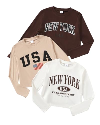 Girls Long Sleeve T Shirts Pack Tween Kids Fall Winter Outfits Teen Clothes Girl Tee Tops