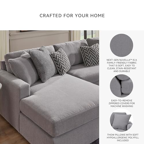 Image of Signature Design by Ashley 6 Seater Sectional Sofa with Chaise, Granite