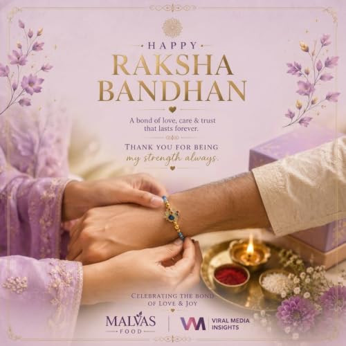Image of MALVAS FOOD Rakhi Gift Hamper for Brother | Raksha Bandhan Gift Box with Rakhi, 4 Chocolates, Choco Almonds, Cookies, Raisins, Roli Chawal Chandan Mishri & Greeting Card | Festive Gift Pack