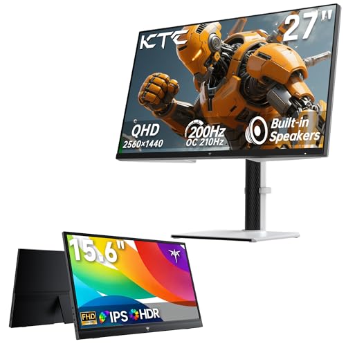 Image of KTC 27 Inch QHD Gaming Monitor 200Hz & Portable Monitor 15.6 Inch