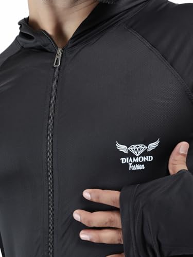 Image of Diamond Fashion Men's Gym Hoodie Jacket | Lightweight Stretchable Activewear for Workout, Running & Fitness | Quick Dry Full Zip Sports Hoodie for Men