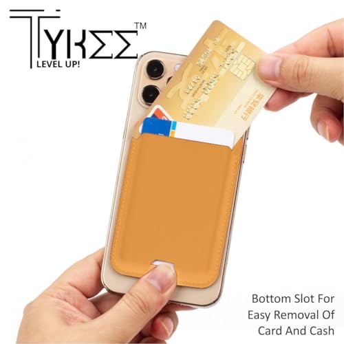 Image of Tykee Magsafe Wallet Vegan Leather Magnetic Card Holder - RFID Blocking for Samsung Galaxy All Series - Sunrise Yellow