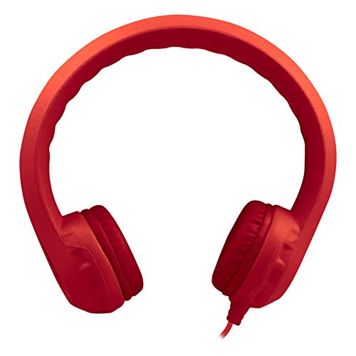 HamiltonBuhl Flex‑Phones Kids Headphones – Durable EVA Foam, Volume‑Limited 85 dB, Chew‑Resistant Dura‑Cord, Safe for Ages 3+, On‑Ear Classroom Headset – Red by HamiltonBuhl - Used condition - US$16.74