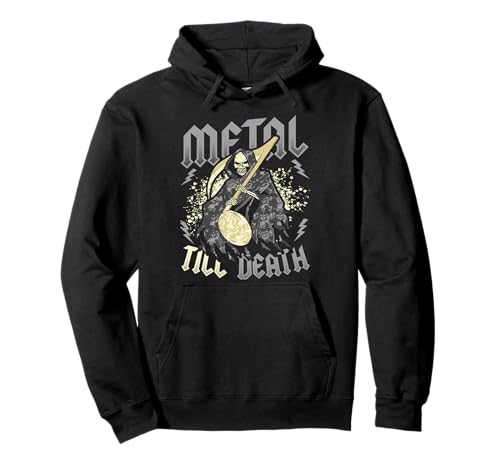 Metal Till Death banda de Heavy Metal Death camisola com capuz, Preto, S