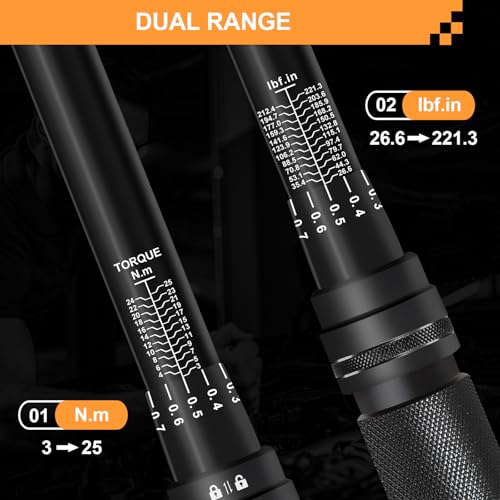 Uharbour 1/4 Torque Wrench Set 3-25Nm, 14PCS Small Bike Torque Wrench Set with Bits and Extension Rod for Bicycle, ±3% Accuracy with Unique Serial Number - Image 5