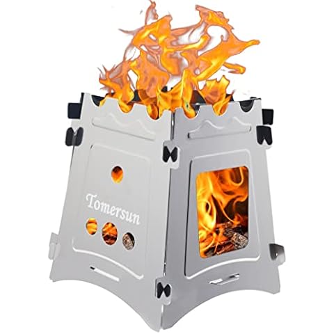 Camping Wood Stove Backpacking Stoves Portable Wood Stoves Folding Durable Camping Cooking Stove Stainless Steel Backpacking Stove Wood Burning Camp Stove Compact for Outdoor Hiking Camping Picnic BBQ Cover