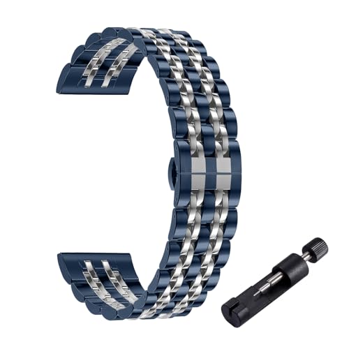 Hinnwer 20mm 金属バンド Garmin Forerunner 570 42mm/ Approach S50/S44/ Vivoactive 6/5/ Forerunner 165 用 20mm マートウォッチ 交換 ベルト ステンレス製 Ama