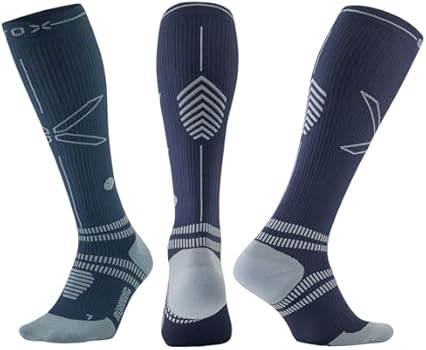 STOX Energy Socks, Hardloopsokken Voor Dames, Compressieklasse 23 32 Mmhg Dun Voetbed Compressiekousen Hardloopcompressiesokken Steunkousen Trombosekousen Compressie Kniekousen Hardlopen Zwart 1650781920