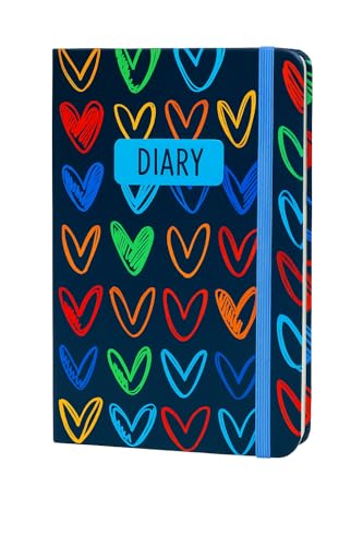 Image of COI Colorful Heart Notebook 5.5x8.5″ - 192 Pages of 80 GSM Natural-Shade Unlined Paper, Hardcover with Elastic Band, Two Satin Ribbons & Rounded Edges