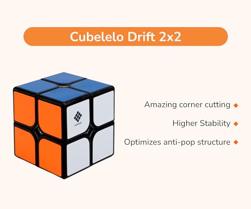 Image of Cubelelo Drift 2x2 Black Speed Cube | Sleek & Fast Puzzle for Kids and Adults | Brain-Boosting Magic Cube for Kids Adults Comes in (Multicolor) Design