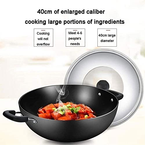 Wok Pan Nonstick con tapa Fondo plano Hierro fundido miniatura 5