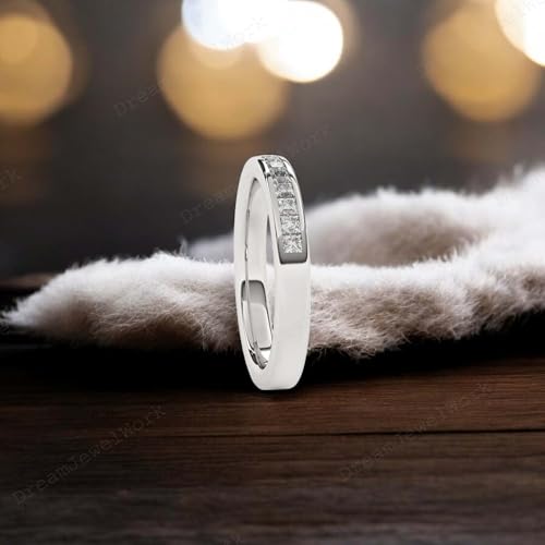 Princess Cut Moissanite Wedding Band for Women 14k Yellow Gold Channel Set Eternity Ring Classic Anniversary Stacking Ring Minimalist Bridal Jewelry Gift3