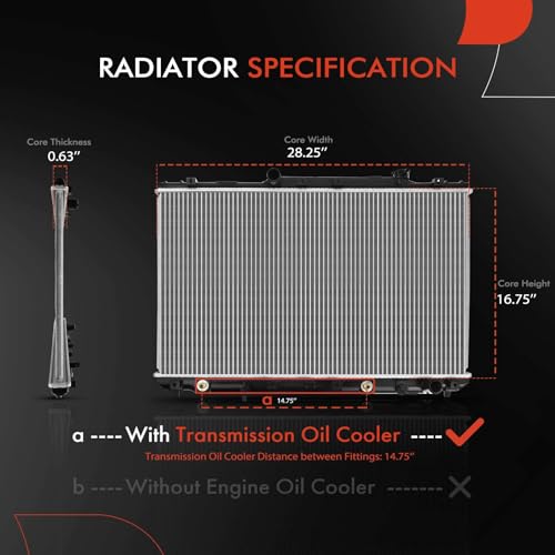 A-Premium Engine Coolant Radiator Assembly with Transmission Oil Cooler Compatible with Toyota Camry 1992-1996 L4 2.2L, Automatic Transmission, Replace# 8011318, 1640003050 by A-Premium - Image 2