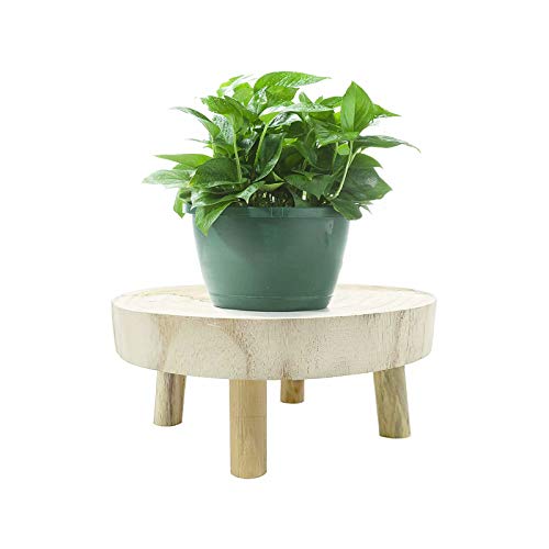 Brave Tour Mini Wooden Stool Display Stand,Round Wood Flower Pot Plant Stand Potted Stand Plant Stools Indoor Vintage Wood Grain Wooden Plant Pot Riser Stand for Indoor Outdoor Decor(S)