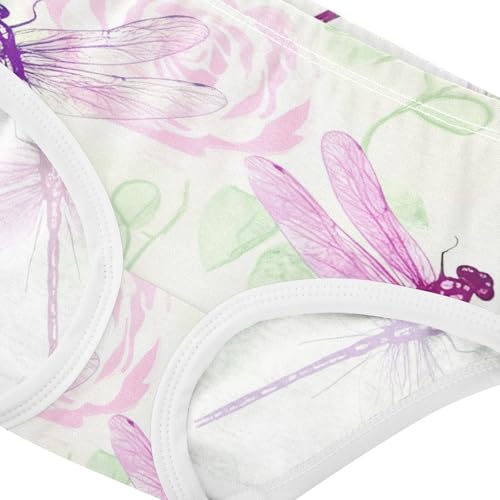 Dragonflies Pale Pink Roses White Girls Underwear Toddler 2t Cotton Girl Panties Cute Artistic Kids Undies Briefs4