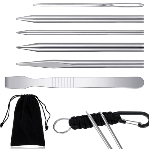 LIQWEI 6 Stück Paracord Nadel, Paracord Nähnadel, Leder Nähen Nadeln Set Edelstahl Paracords Nadel mit Aufbewahrungstasche Paracords Zubehör Zum Weben Paracord DIY