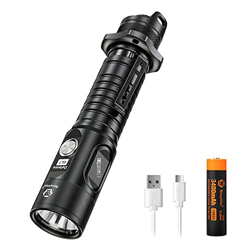 RovyVon GL7 Led Flashlight 2000 Lumen Super Bright USB-C Rechargeable Tactical Flashlight with Dual Switch,6 Modes,IPX8 Waterproof High Lumen Handheld Flashlights for Camping,Emergency