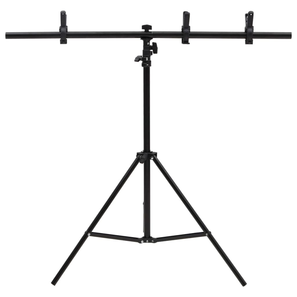 Soporte para telón de fondo en forma de T negro de metal, altura regulable de 70 a 200 cm, 91 x 60 cm, con barra transversal, abrazadera, soporte, bolsa de transporte para fondo de fotografía