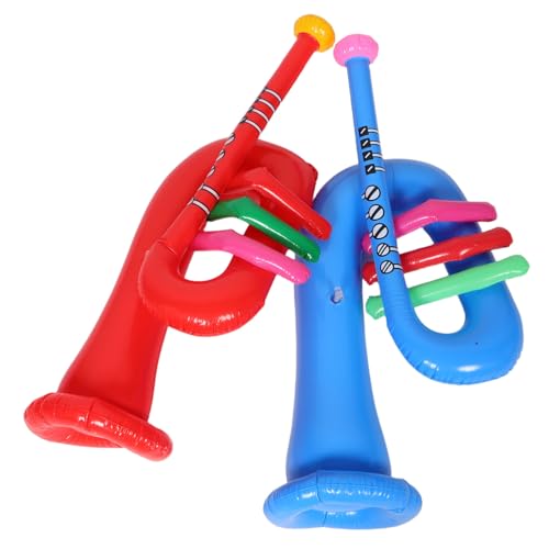 TOYANDONA 2個インフレータブルトランペット 子供用楽器 おふざけステージ小道具 軽量 持ち運び便利 パーティー装飾 音楽遊び 再利用可能なおもちゃ