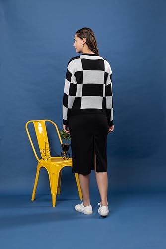 Image of Wear lusso Women's Round Neck Colour Block Sweater | 100% Wool Pullover | Full Sleeve Soft & Stylish Winter Wear for Women & Girls