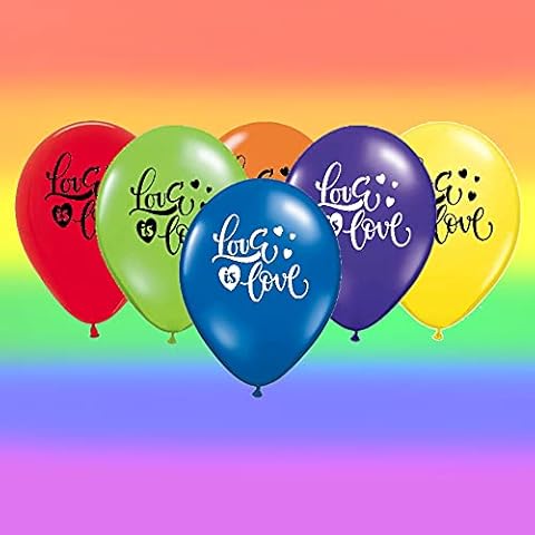 Gay Pride Balloons 12" Latex Party LGBTQ Celebration Love is Love pack of 12 Cover