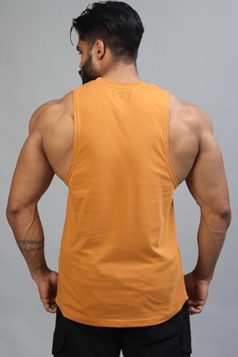 Image of JUARI BE A GENTLEMAN Men's Supper Combed Narrow Shoulder Gold Finish Sleeveless Deep Arm Cut Cotton Vest