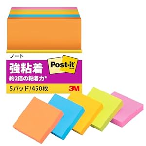 3M ポストイット 付箋 強粘着 小さい ネオンカラー 50×50mm 90枚×5パッド 650-5SSAN