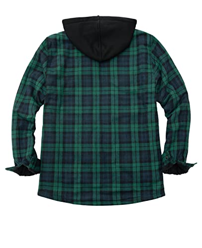 ZENTHACE Men's Sherpa Lined Full Zip Hooded Plaid Shirt Jacket2