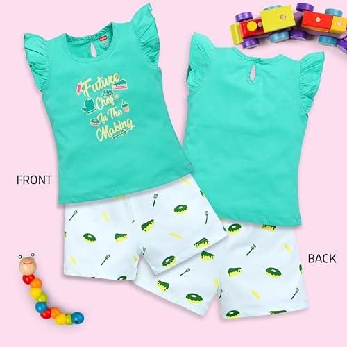 Image of LuvLap Baby Girls Regular Fit 100% Cotton Half Sleeves Girls Top CoSets Pack of 3