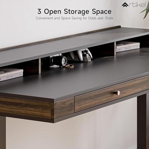 Image of ARTIKEL Valor Pro Electric Height Adjustable Standing Desk with Storage Drawers & Shelves| Sit-Stand Desk for Home Office |Ergonomic Workspace Table (Rustic Brown)