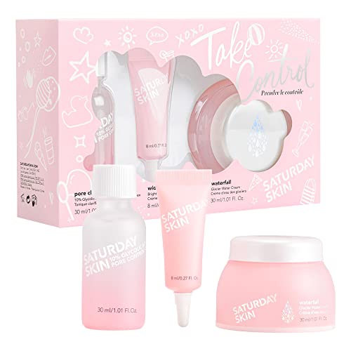 Saturday Skin 3-Piece Skin Care Set – Pore Clarifying Toner, Brightening Eye Cream, Waterfall Glacier Water Cream for Daily Cleansing Refreshing Skin Care Kits for Women & Men
