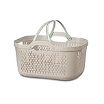 Addis Signature 45L Laundry Basket with Long Handles, Large Plastic Washing Basket for Clothes & Family Laundry, Ventilated, Durable UK Made, Mushroom