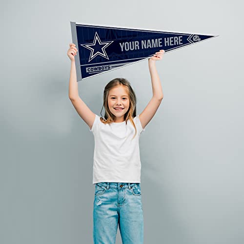 Image of Rico Industries NFL Football Dallas Cowboys Personalized - Custom 12 inch x 30 inch Soft Felt Pennant - EZ to Hang