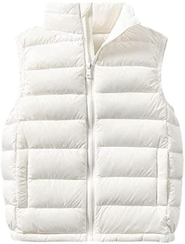 Boys Girls Jacket 2-12 Y Warm Sleeveless Jacket For Baby Girls Down Vest Outerwear Kids Waistcoat Coat Lightweight Warm (Color : White, Size : 5T) #TOP24