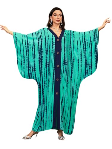 L-Peach Camisón bohemio para mujer, caftán, ropa de dormir, vestido de playa, salida de baño, Multicolor 7, Altoa única