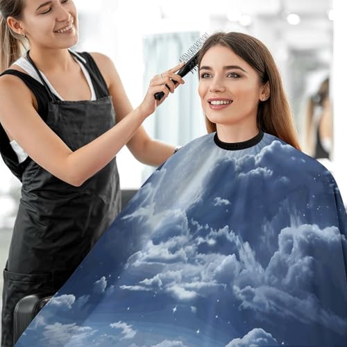Capa para corte de cabello con luna llena y cielo nuboso miniatura 5