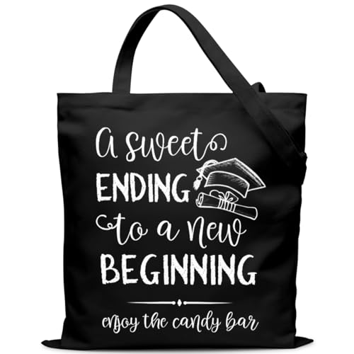 Sacola de lona de formatura 2025, presentes para mulheres, ela ele, um doce final para um novo começo, bacharelado, mestrado, doutorado, faculdade, presentes inspiradores para filha, sobrinha, neta